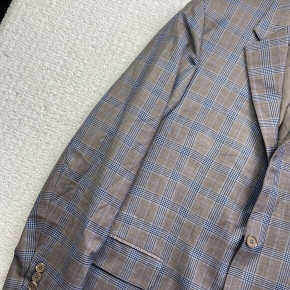Coppley Biella Brown / Blue Plaid Sport Coat Jacket Super 130's Wool Sz 42R - Picture 2 of 16